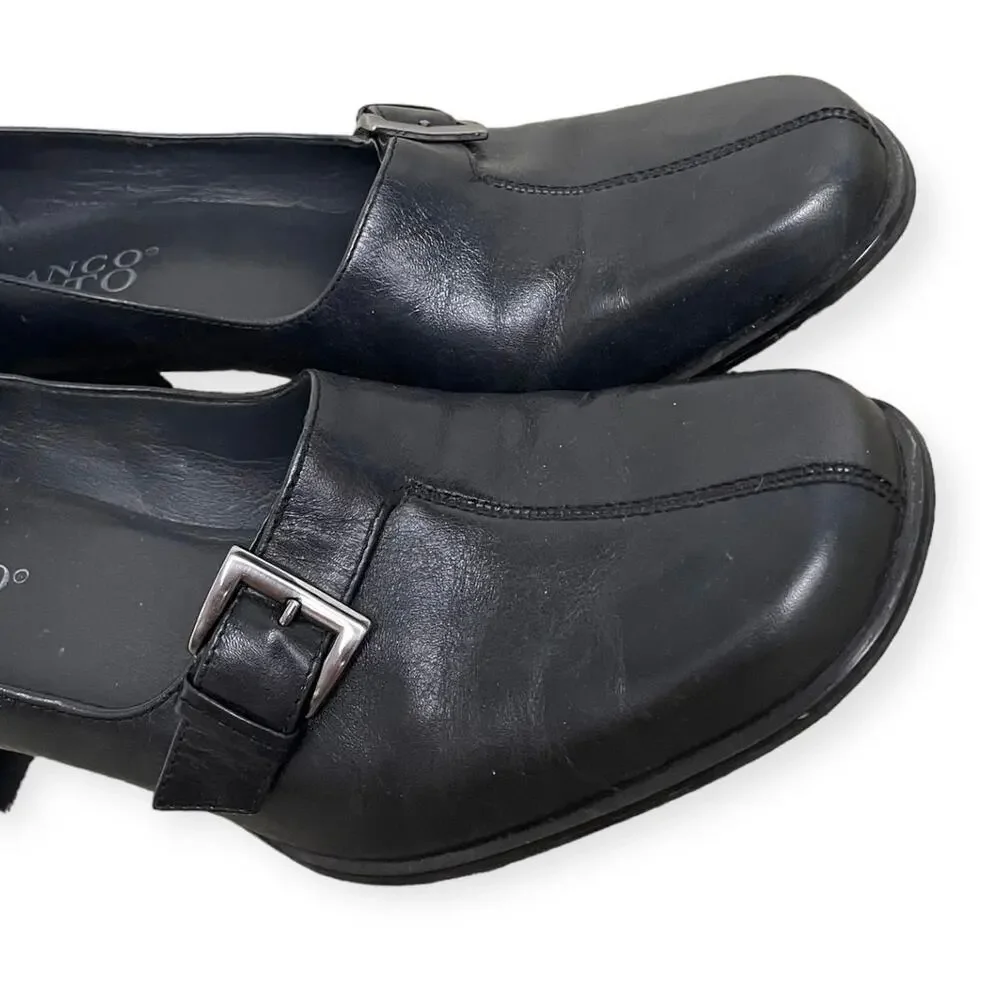 Franco Sarto Black Leather Block Heel Loafer